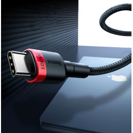 
Nailono tvirtas kabelis USB-C PD laidas 100W 20V 5A 2m juodas
