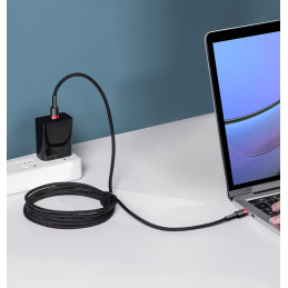 
Nailono tvirtas kabelis USB-C PD laidas 100W 20V 5A 2m juodas
