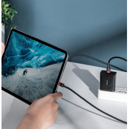 
Nailono tvirtas kabelis USB-C PD laidas 100W 20V 5A 2m juodas
