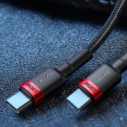
Nailono tvirtas kabelis USB-C PD laidas 100W 20V 5A 2m juodas
