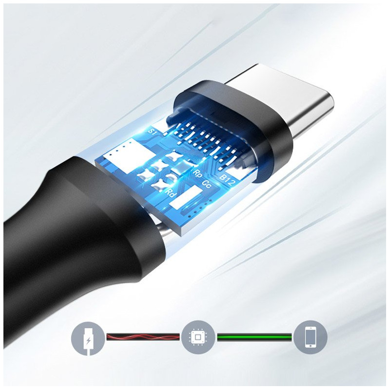 USB 3.0 – USB-C laidas 3A 1m juodas