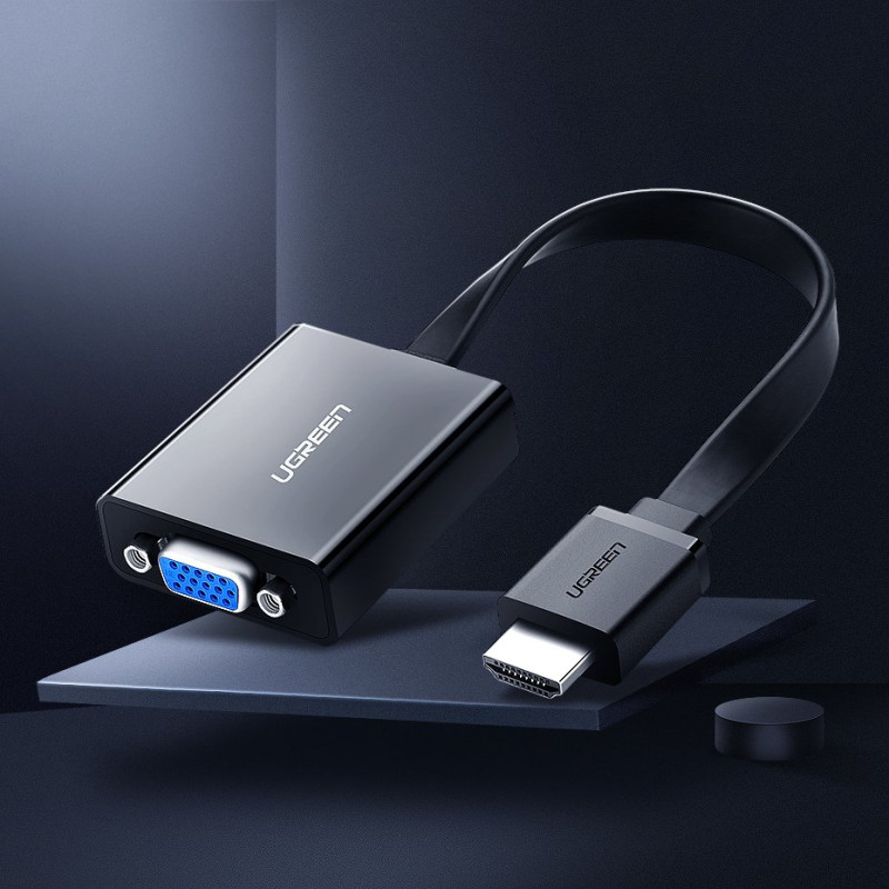 Adapteris HDMI – VGA micro USB AUX audio 3,5 mm mini lizdas juodas