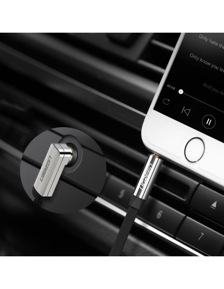 
Plokščias kabelis AUX garso kabelis 3,5 mm mini lizdas 5 m sidabrinis
