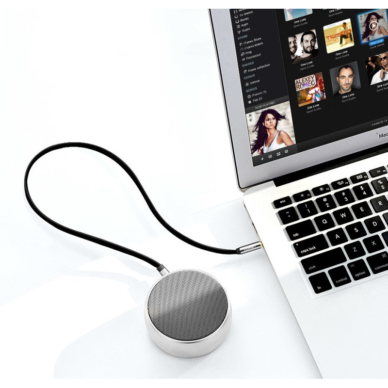 
Plokščias kabelis AUX garso kabelis 3,5 mm mini lizdas 5 m sidabrinis
