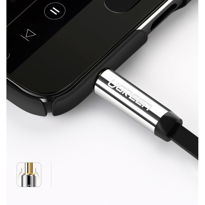 
Plokščias kabelis AUX garso kabelis 3,5 mm mini lizdas 5 m sidabrinis
