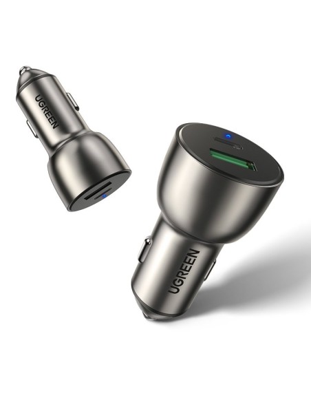 
USB ir USB-C QC 3.0 PD 36W 3A automobilinis įkroviklis, pilkas
