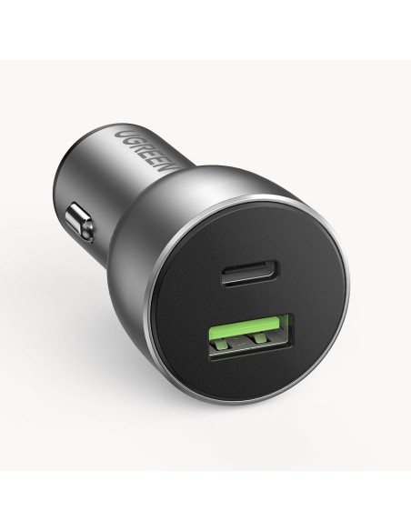 
USB ir USB-C QC 3.0 PD 36W 3A automobilinis įkroviklis, pilkas
