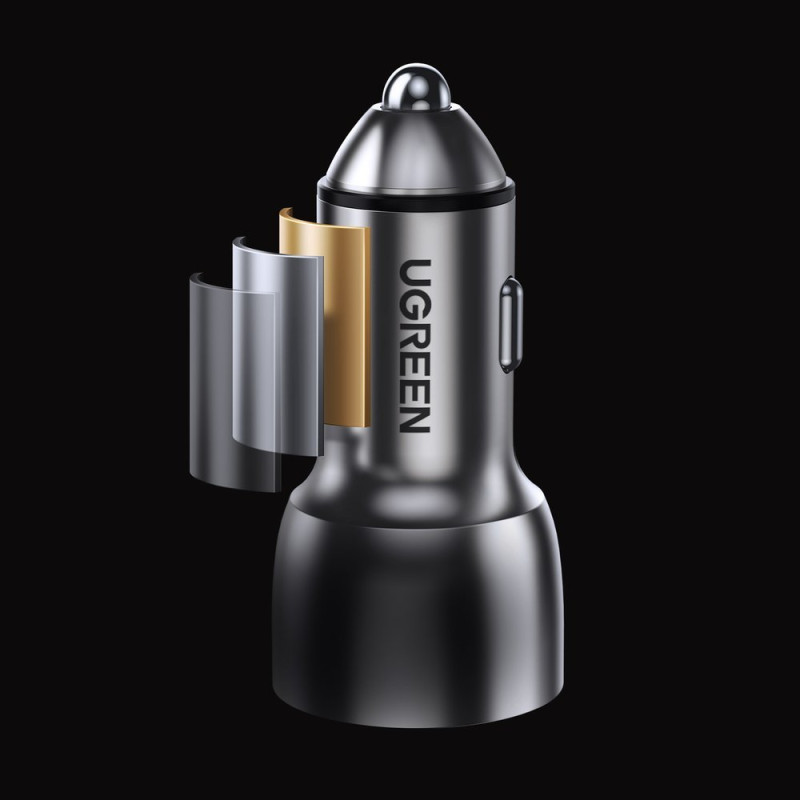 
USB ir USB-C QC 3.0 PD 36W 3A automobilinis įkroviklis, pilkas
