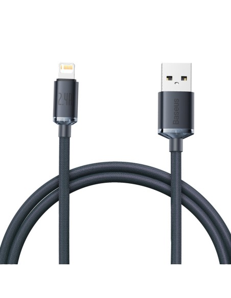 Kabelio laidas greitam įkrovimui ir duomenų perdavimui USB Iphone Lightning 2.4A 1.2m juodas Kabelio laidas greitam įkrovimui ir duomenų perdavimui USB Iphone Lightning 2.4A 1.2m juodas