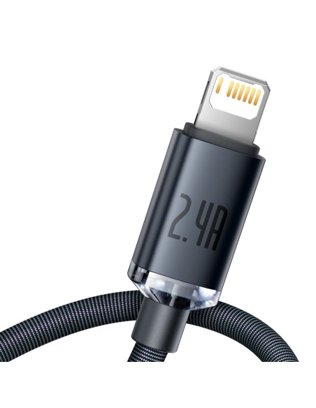 Kabelio laidas greitam įkrovimui ir duomenų perdavimui USB Iphone Lightning 2.4A 1.2m juodas Kabelio laidas greitam įkrovimui ir duomenų perdavimui USB Iphone Lightning 2.4A 1.2m juodas
