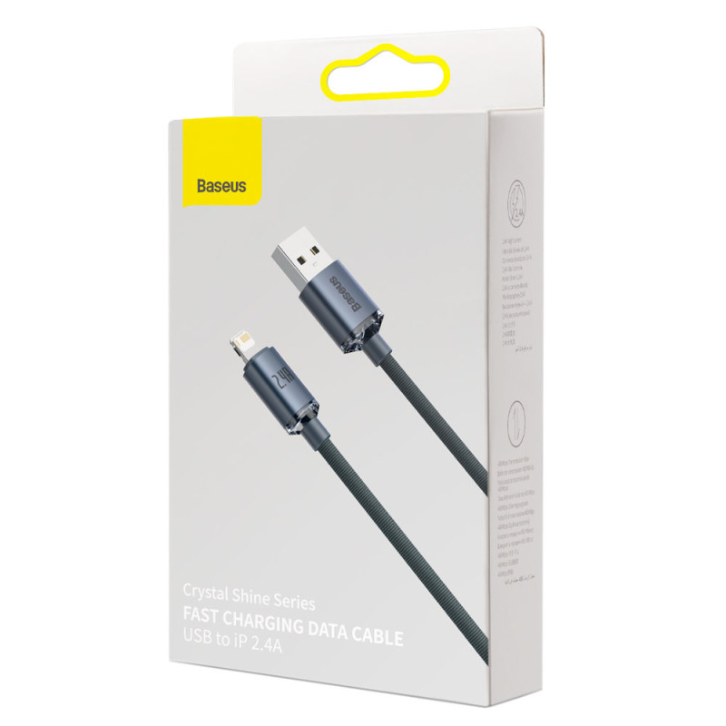 Kabelio laidas greitam įkrovimui ir duomenų perdavimui USB Iphone Lightning 2.4A 1.2m juodas