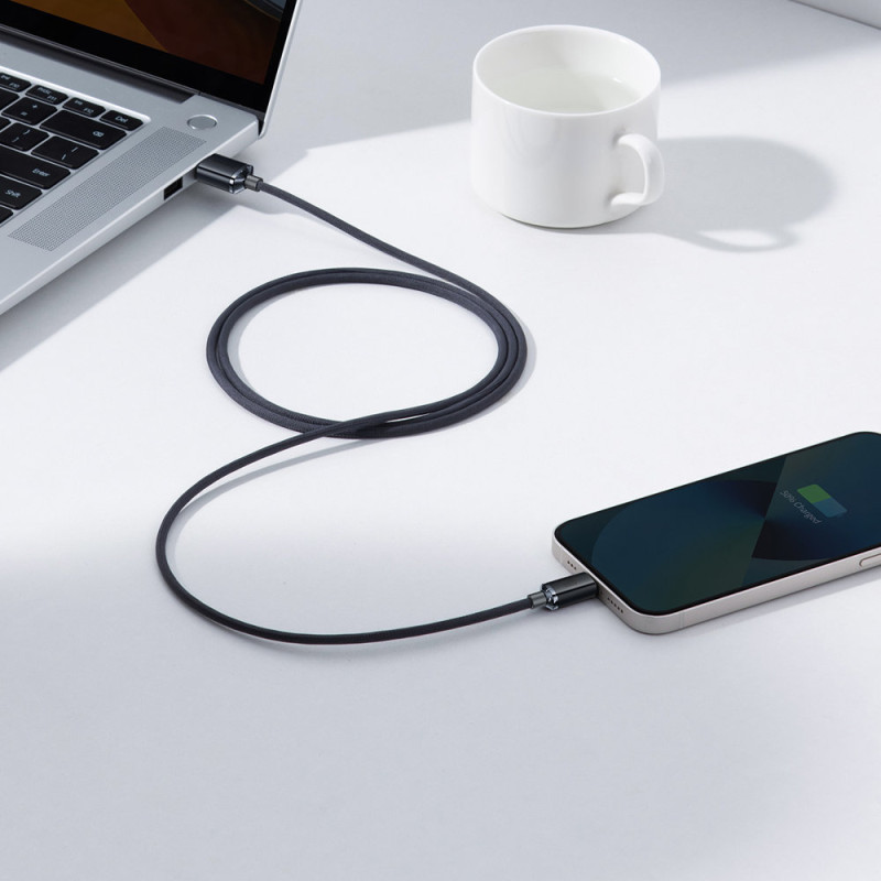 Kabelio laidas greitam įkrovimui ir duomenų perdavimui USB Iphone Lightning 2.4A 1.2m juodas