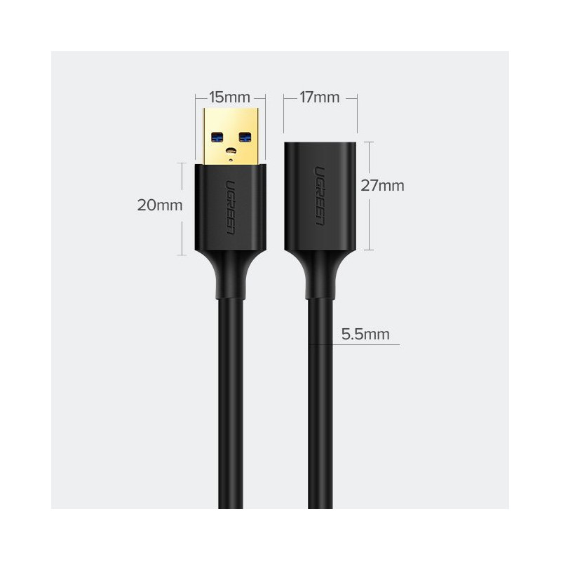 USB 3.0 ilgintuvas, 3 m, juodas