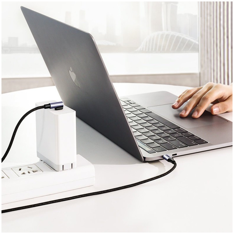 Kampinis USB-C maitinimo laidas 60W 20V 3A 1m juodos ir pilkos spalvos