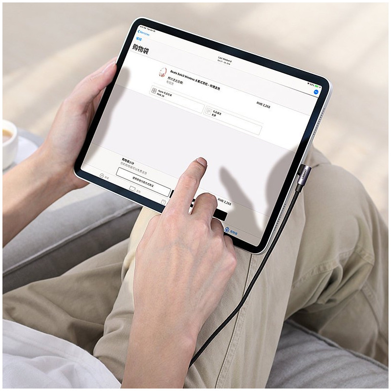 Kampinis USB-C maitinimo laidas 60W 20V 3A 1m juodos ir pilkos spalvos
