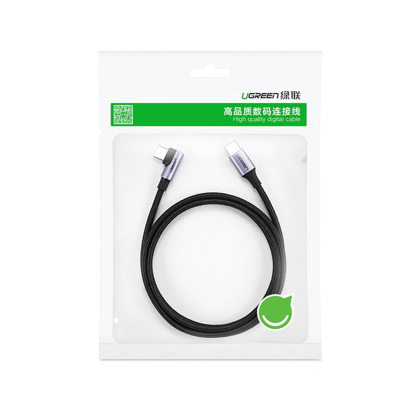 Kampinis USB-C maitinimo laidas 60W 20V 3A 1m juodos ir pilkos spalvos