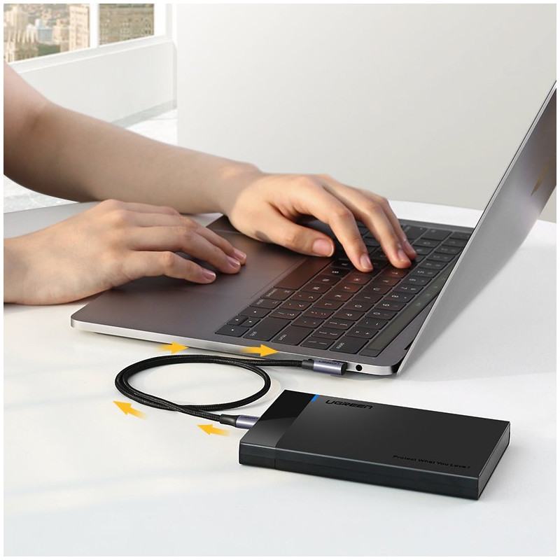 Kampinis USB-C maitinimo laidas 60W 20V 3A 1m juodos ir pilkos spalvos