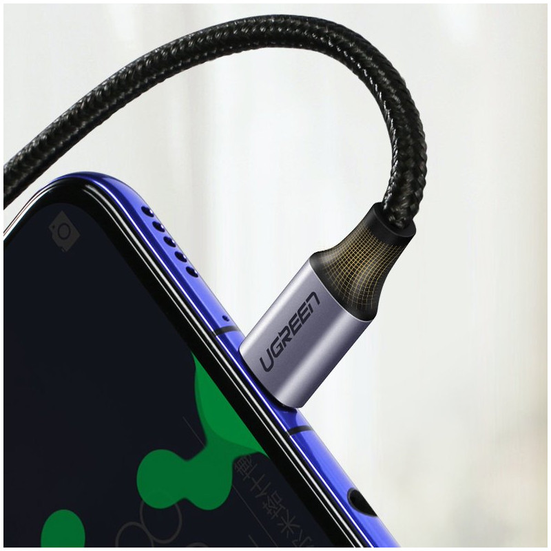 Kampinis USB-C maitinimo laidas 60W 20V 3A 1m juodos ir pilkos spalvos