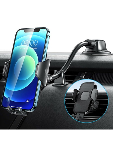 Automobilinis telefono laikiklis su lanksčia rankena prietaisų skydeliui, priekinis stiklas, juodas Automobilinis telefono laikiklis su lanksčia rankena prietaisų skydeliui, priekinis stiklas, juodas