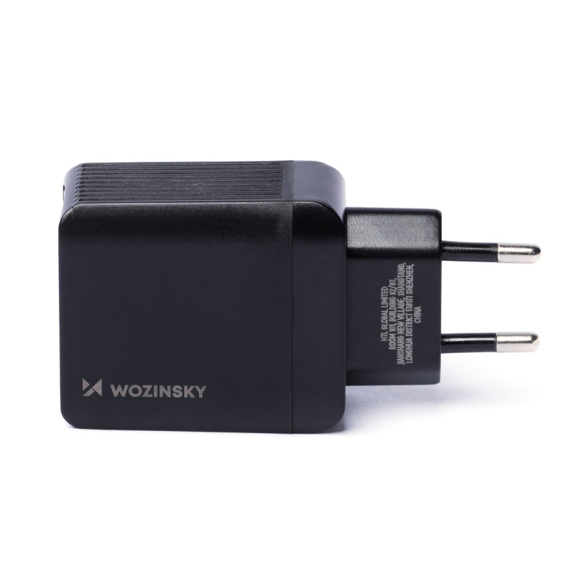 Sieninis įkroviklis su 2 USB prievadais USB-C 20W juodas