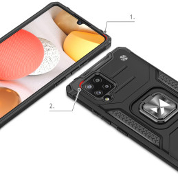 
Šarvuotas dėklo dangtelis + magnetinis laikiklis Samsung Galaxy A42 5G Ring Armor raudonas
