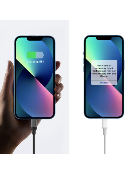 
iPhone USB-C – Lightning PD 20W 1m greito įkrovimo laidas, juodas
