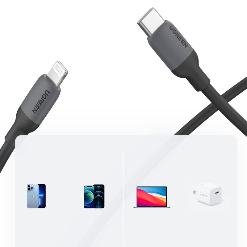 
iPhone USB-C – Lightning PD 20W 1m greito įkrovimo laidas, juodas
