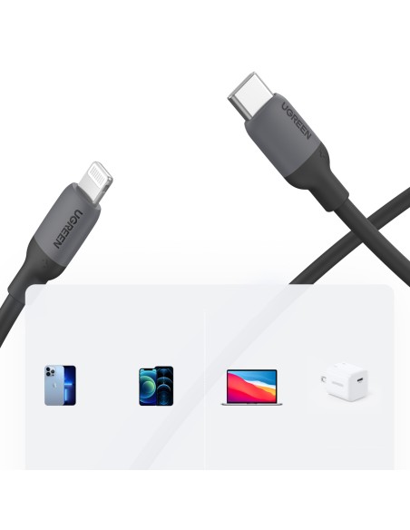 
iPhone USB-C – Lightning PD 20W 1m greito įkrovimo laidas, juodas
