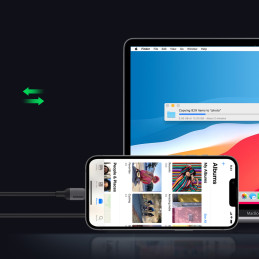 
iPhone USB-C – Lightning PD 20W 1m greito įkrovimo laidas, juodas
