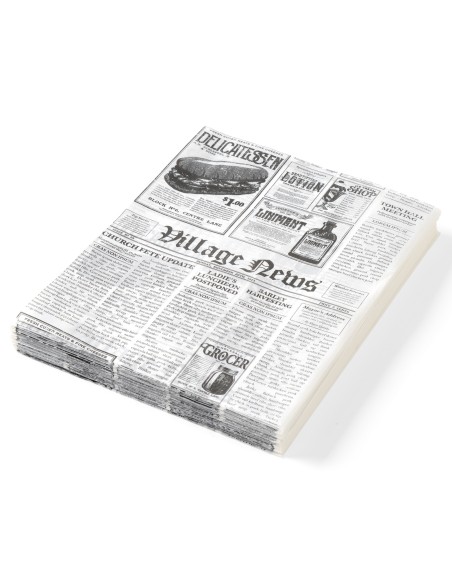 Pergamentinis popierius karštiems užkandžiams laikraščio spauda 250x350mm 500vnt. Hendi 678107 Pergamentinis popierius karštiems užkandžiams laikraščio spauda 250x350mm 500vnt. Hendi 678107