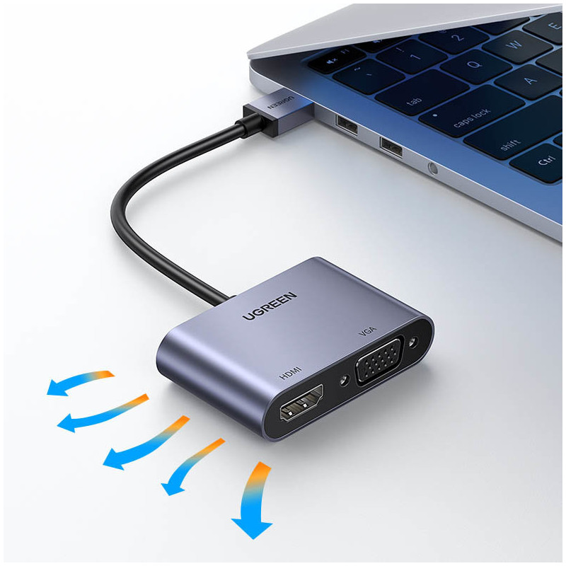USB - HDMI + VGA adapteris, pilkas