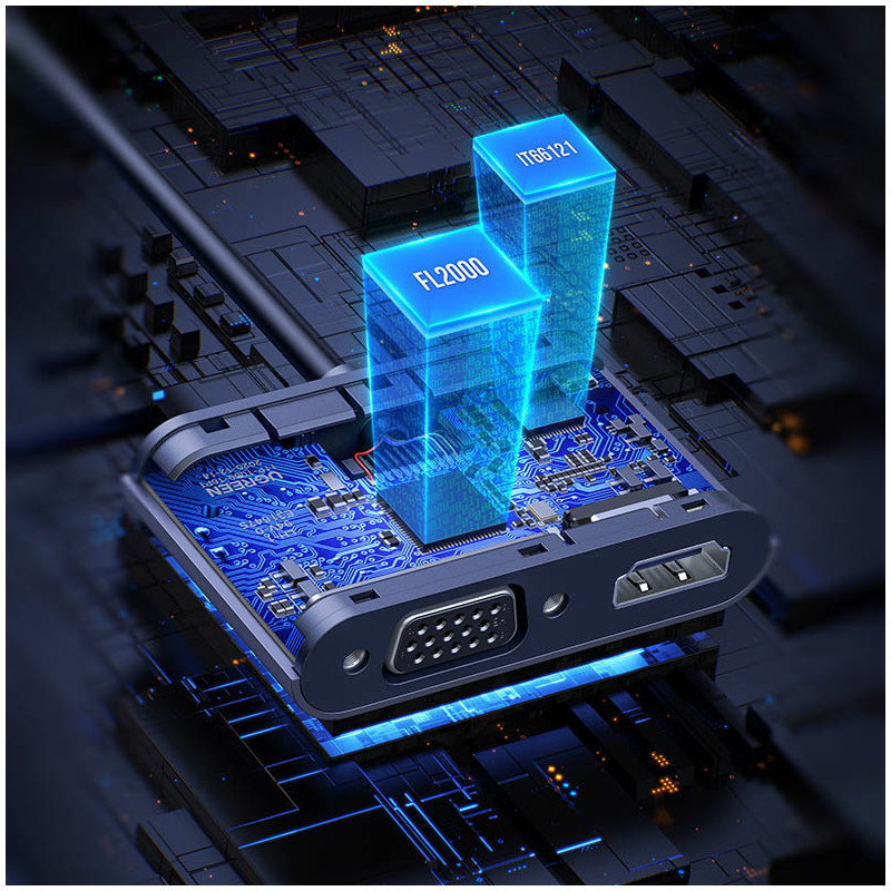 USB - HDMI + VGA adapteris, pilkas