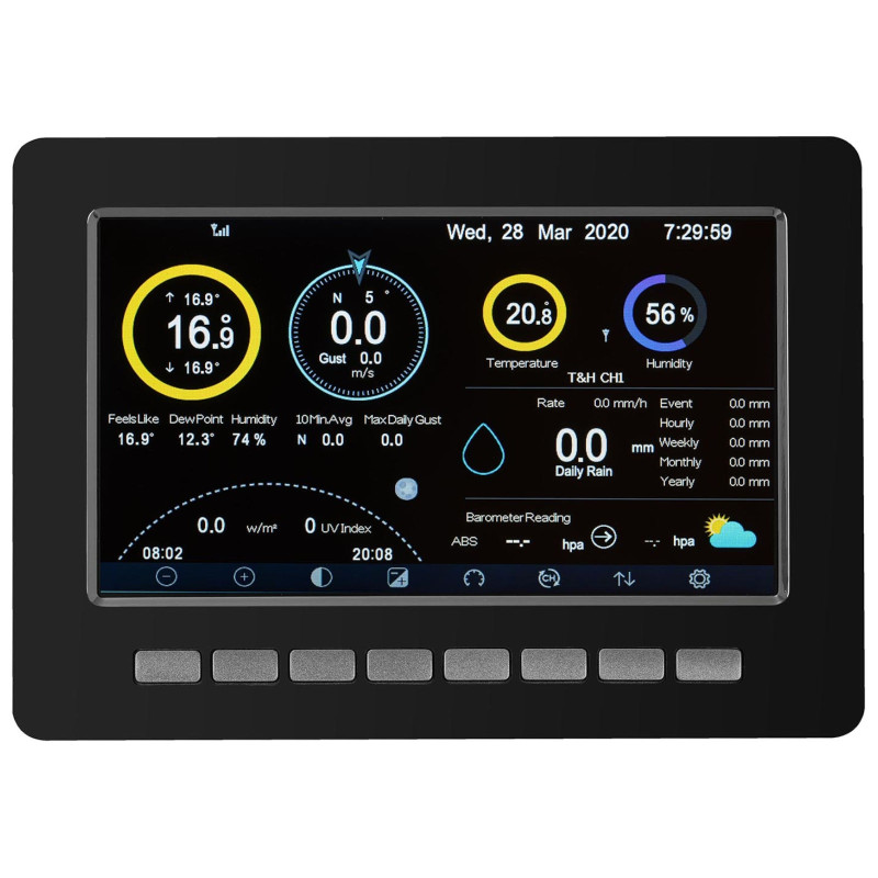 Belaidė oro stotis saulės 7in1 LCD WiFi 100m