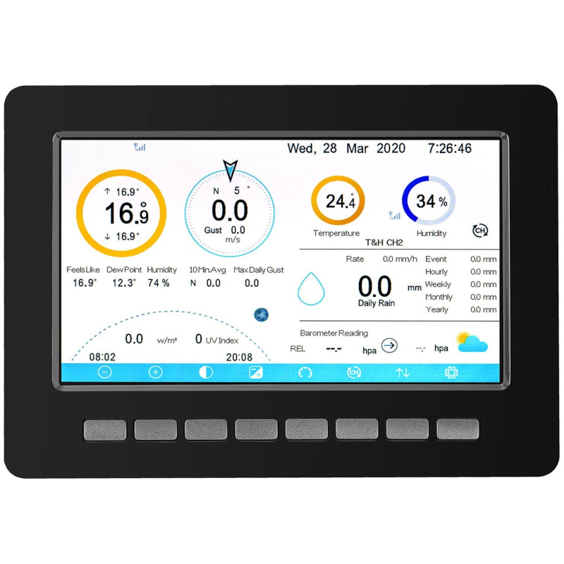 Belaidė oro stotis saulės 7in1 LCD WiFi 100m