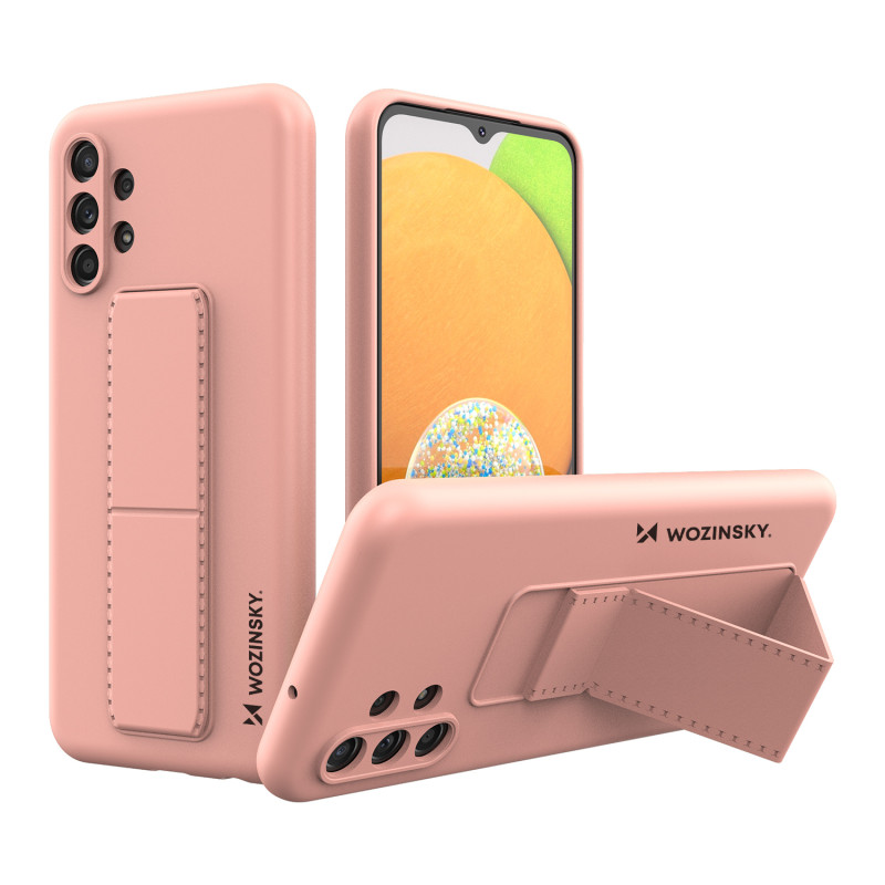 
Silikoninis dėklas su stovu Samsung Galaxy A13 5G Kickstand Case rožiniam
