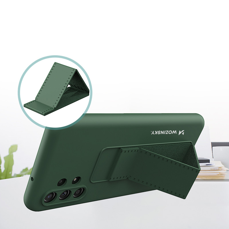 Silikoninis dėklas su stovu Samsung Galaxy A13 5G Kickstand Case rožiniam