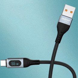 
Kabelis USB - USB-C greito įkrovimo PD ekranas 66W 1m juodas
