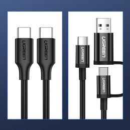 
USB-C laidas įkrovimui ir duomenų perdavimui 3A 3m juodas
