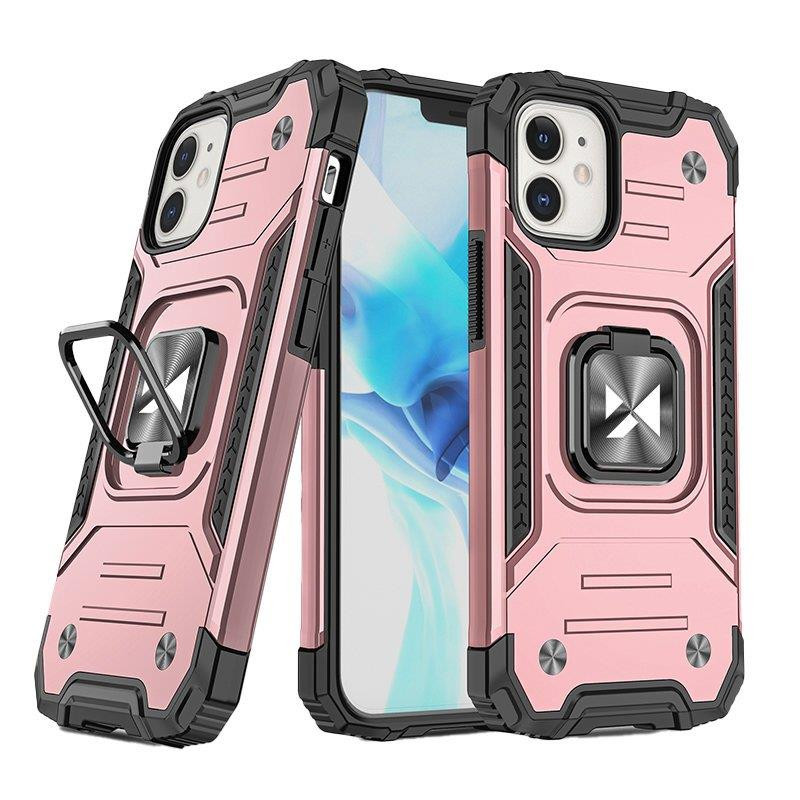 
iPhone 14 Plus dėklas, šarvuotas dangtelis, magnetinio žiedo laikiklis, auksinis
