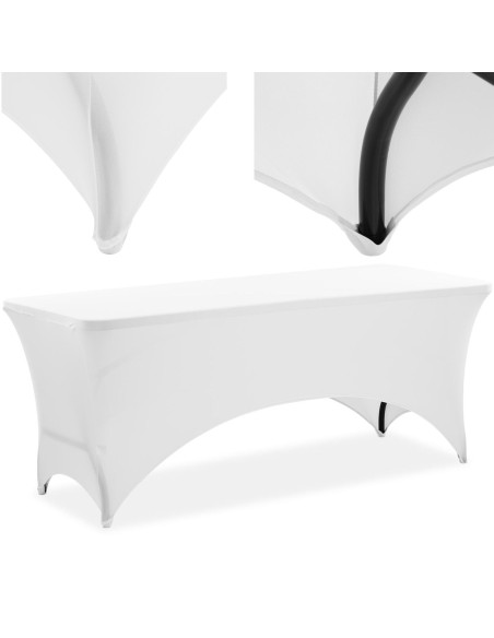 Lankstus universalus užvalkalas stačiakampio formos stalui 180 x 74 cm baltas Lankstus universalus užvalkalas stačiakampio formos stalui 180 x 74 cm baltas