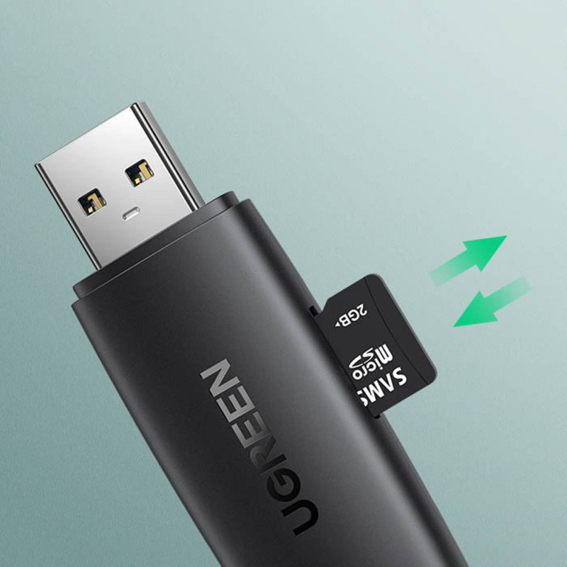 Adapteris 2 USB-A ir USB-C kištukai, SD ir micro SD kortelių skaitytuvas, juodas