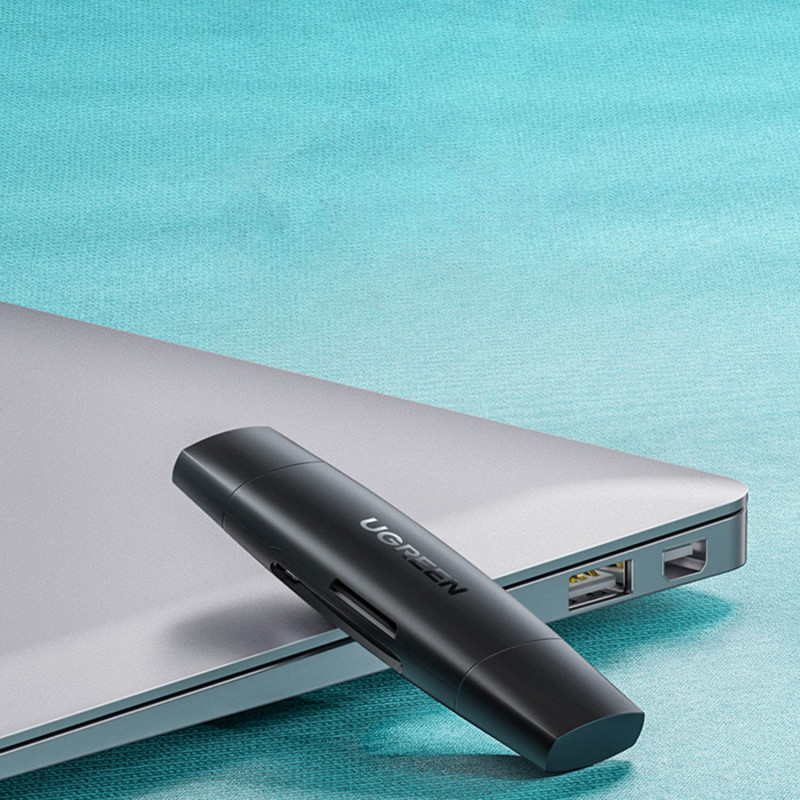 Adapteris 2 USB-A ir USB-C kištukai, SD ir micro SD kortelių skaitytuvas, juodas