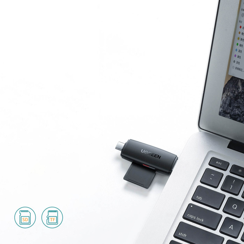 Adapteris 2 USB-A ir USB-C kištukai, SD ir micro SD kortelių skaitytuvas, juodas