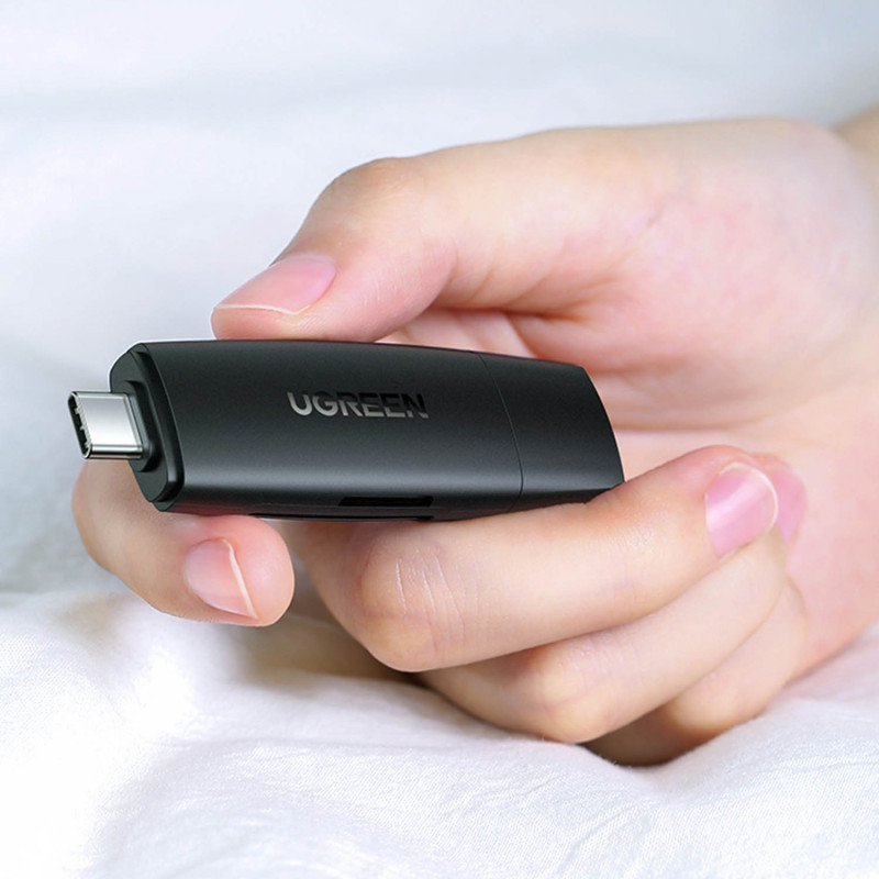 Adapteris 2 USB-A ir USB-C kištukai, SD ir micro SD kortelių skaitytuvas, juodas