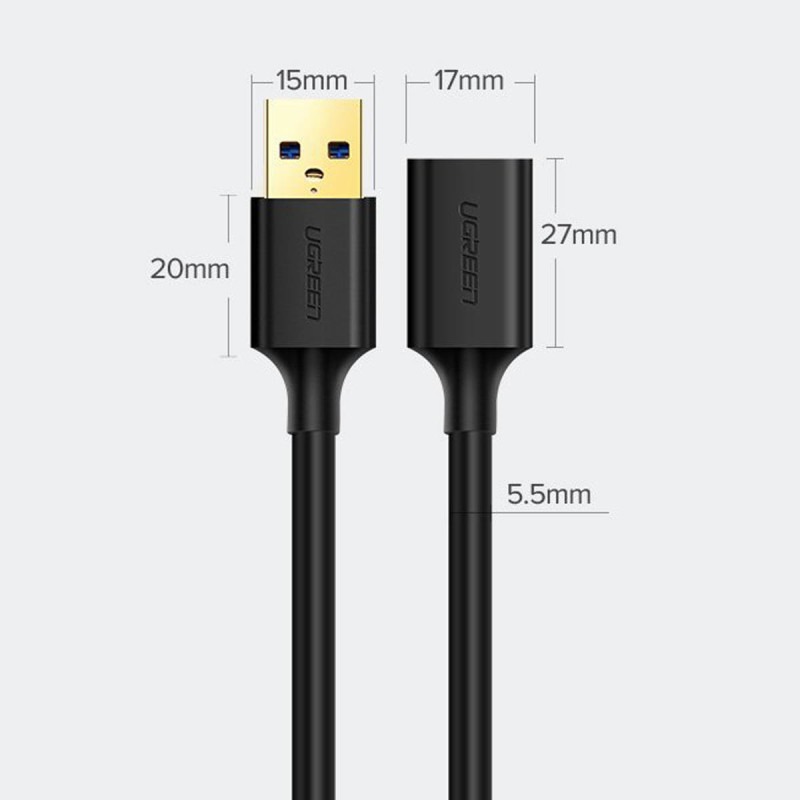 USB-A 3.0 5Gb/ s ilgintuvo adapteris 0.5m juodas