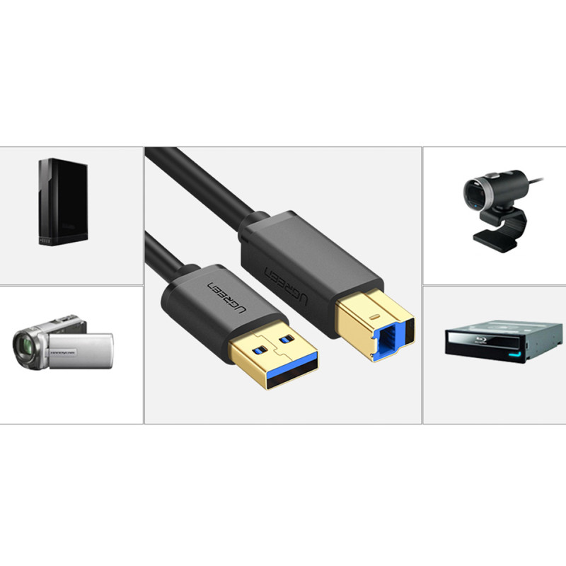 USB-A - USB-B 5Gb/ s spausdintuvo laidas, 2m, juodas
