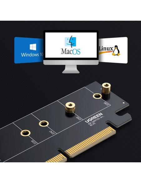 
PCIe 4.0 x16 į M.2 NVMe M-Key adapterio išplėtimo plokštė juoda
