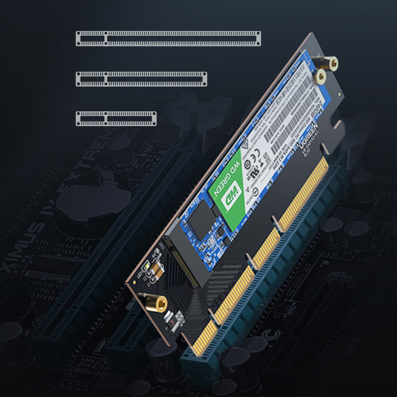 
PCIe 4.0 x16 į M.2 NVMe M-Key adapterio išplėtimo plokštė juoda
