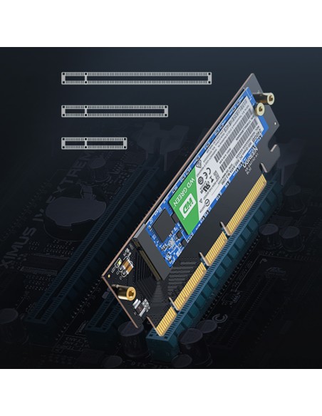 
PCIe 4.0 x16 į M.2 NVMe M-Key adapterio išplėtimo plokštė juoda
