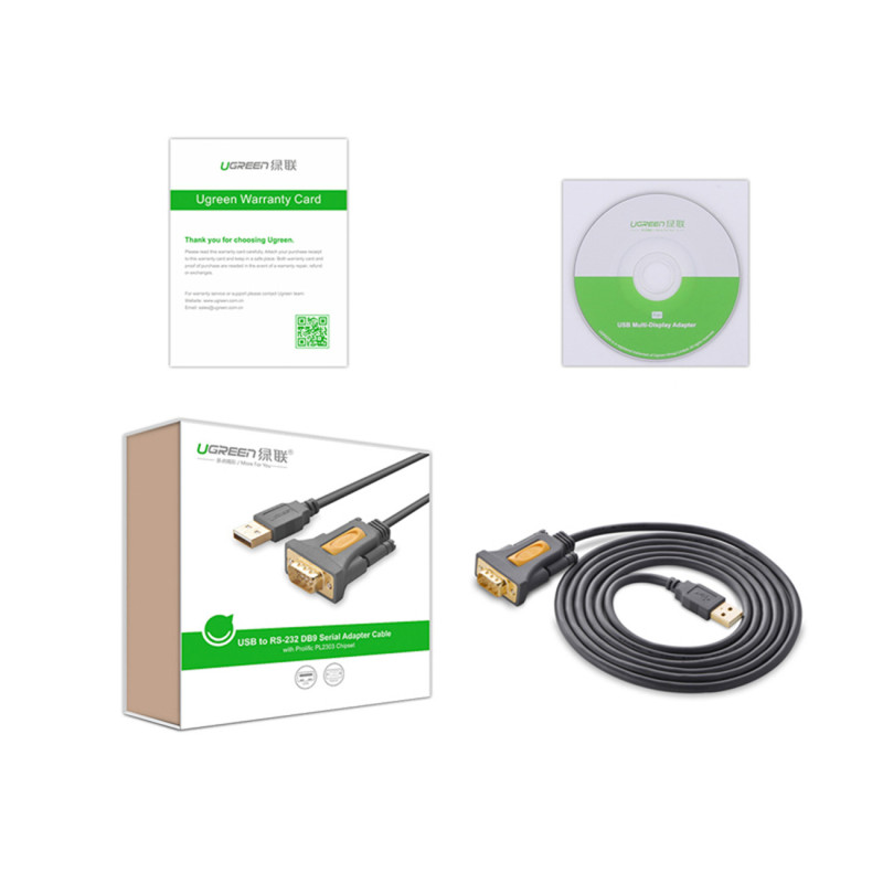 Adapterio adapterio laidas USB-A - DB9 RS-232 1,5m pilkas